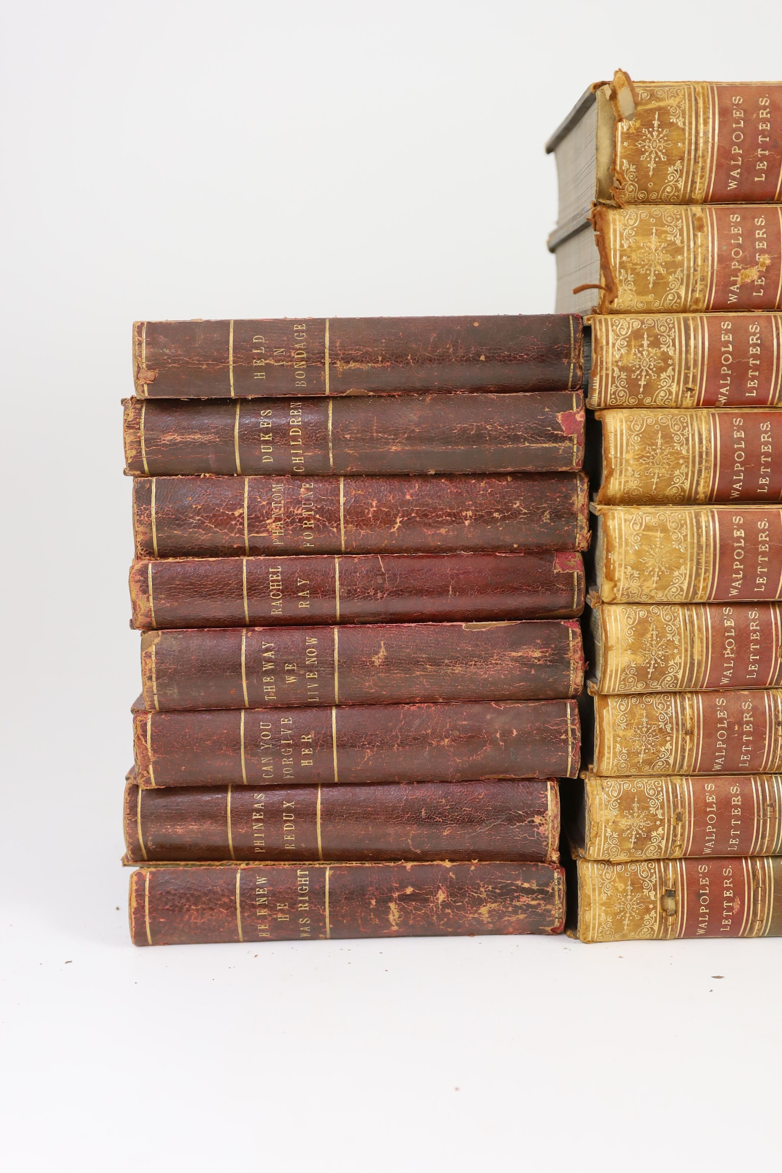 Walpole, Horace - The Letters of Horace Walpole, Earl of Orford, edited by Peter Cunningham, 9 vols, 8vo, tree calf, Henry G. Bohn, London, 1861, together with Trollope, Anthony - Works, 15 vols, 8vo, half morocco, Londo